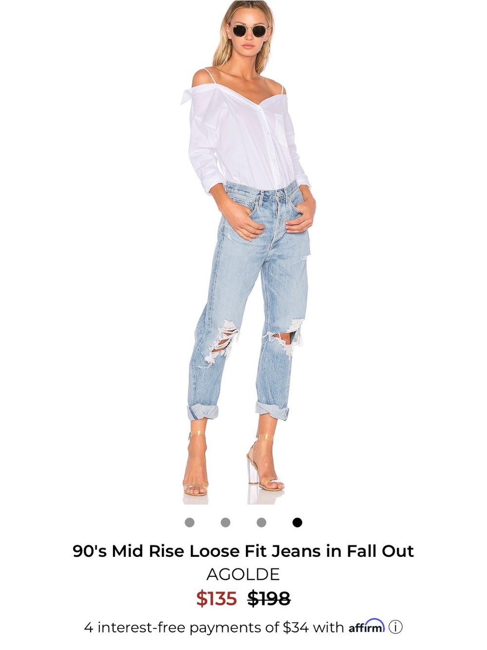 Agolde Light Blue Distressed Boyfriend Jeans